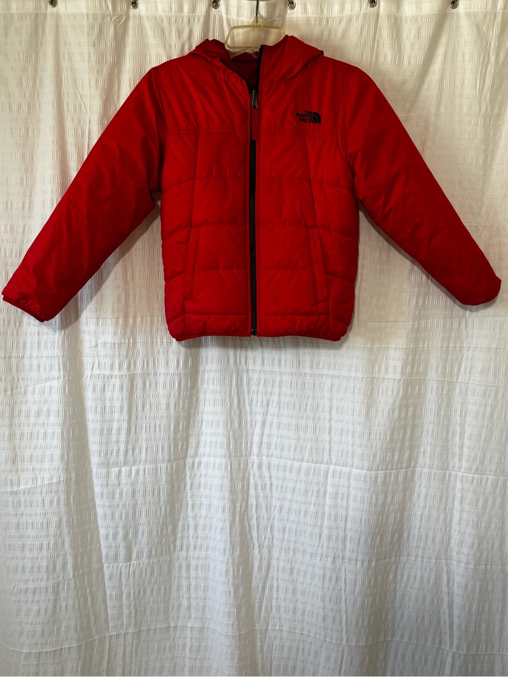 North Face Reversible Jacket Hooded Red on Red Sz Small - Picture 11 of 14